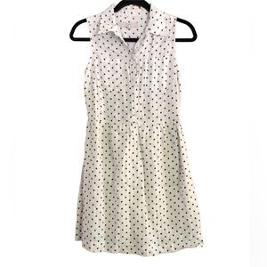 Ann Taylor LOFT White Polka Dot Linen Dress 0 XS